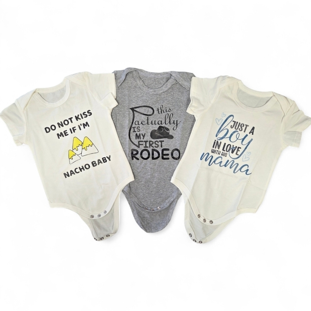 Gray and White Kids Onsie 3 Pieces Set, Size 12 Months